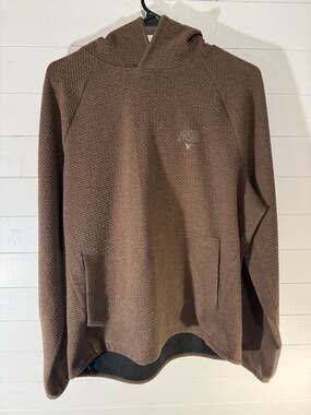 American Eagle Men's AE 24/7 Textured Waffle Knit Hoodie Brown Medium